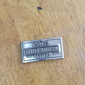 Harley-Davidson Silver and Black Rectangular Logo Belt Buckle